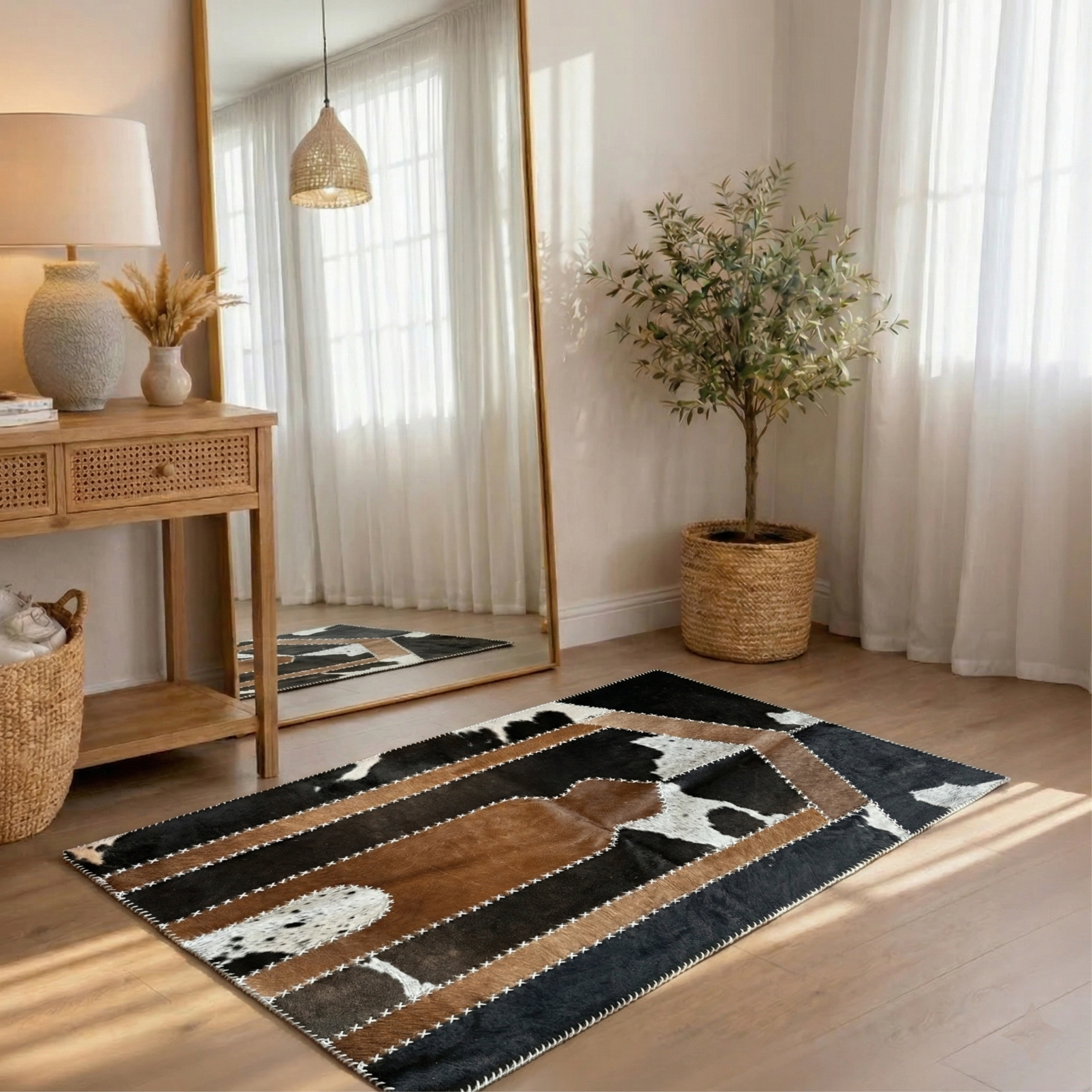 "Jannah Key" Brown Luxury Cowhide Prayer Mat | Gift Boxed Set