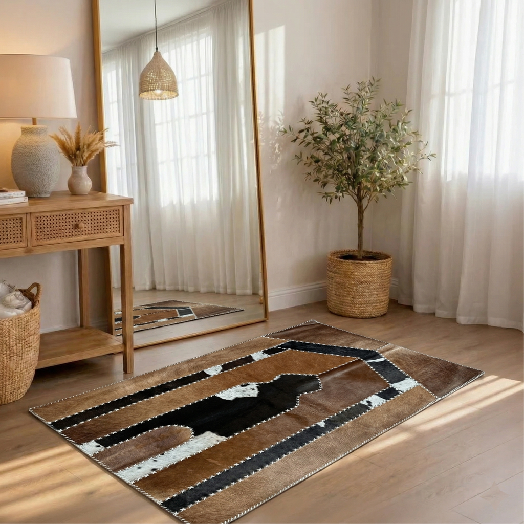 "Jannah Key" Brown Luxury Cowhide Prayer Mat | Gift Boxed Set
